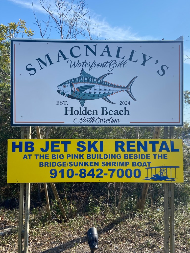 Smacnally's Waterfront Grill and HB Jet Ski Rental signs