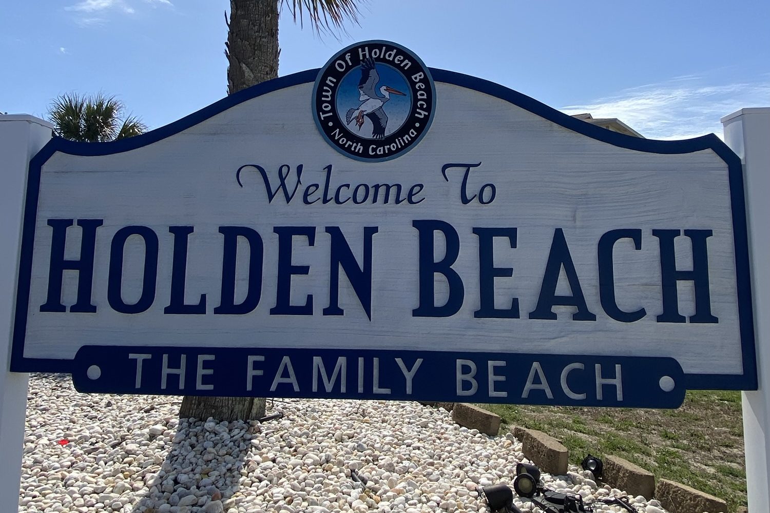 Welcome sign for Holden Beach, North Carolina, featuring the slogan "The Family Beach"