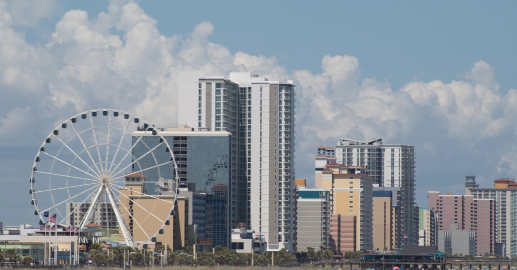 SkyWheel and beachfront hotels in Myrtle Beach